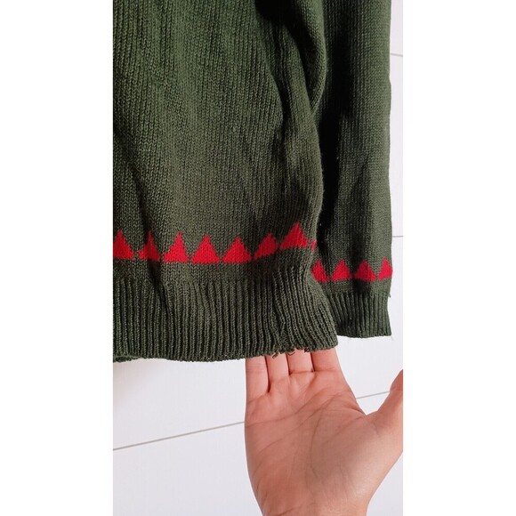 Vtg Koret Sweater SMALL Red Green Fair Isle Knit Grannycore Knit 90s Embroidered - Picture 5 of 10